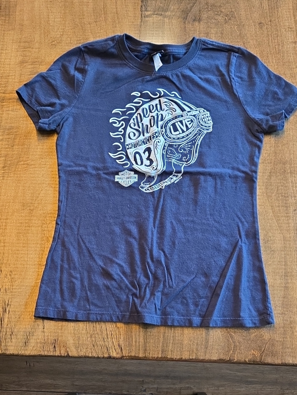 Black Harley Davidson Graphic Tee - Speed Shop Design Size S NWOT